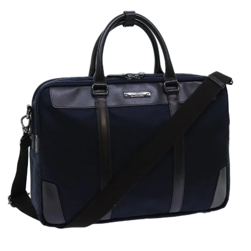 BURBERRY Blue Label Hand Bag Nylon 2way Navy Brown Auth bs13720