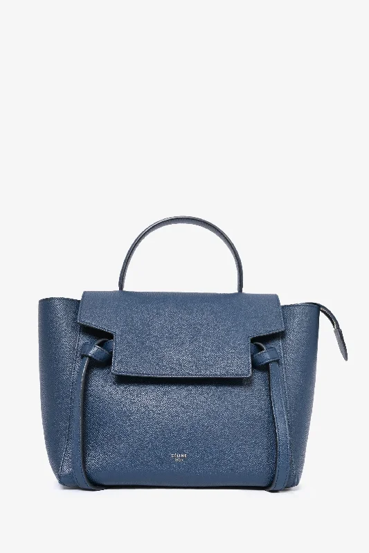 Celine Navy Grained Leather Mini Belt Bag with Strap