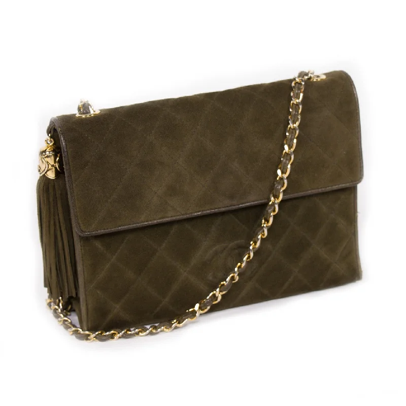 Chanel Quilted Suede Flap Bag