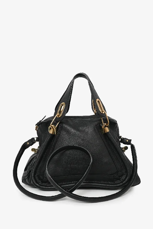 Chloe Black Leather Paraty Shoulder Bag w/ Strap