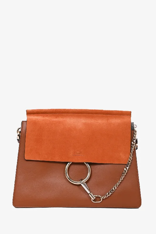 Chloe Brown Leather/Suede Medium 'Faye' Shoulder Bag