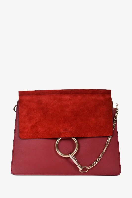 Chloe 2017 Red Leather/Suede Medium Chloe 'Faye' Crossbody Bag