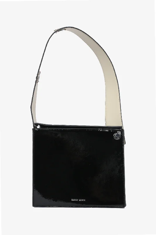 Danse Lente Black/Cream Patent Leather Shoulder Bag