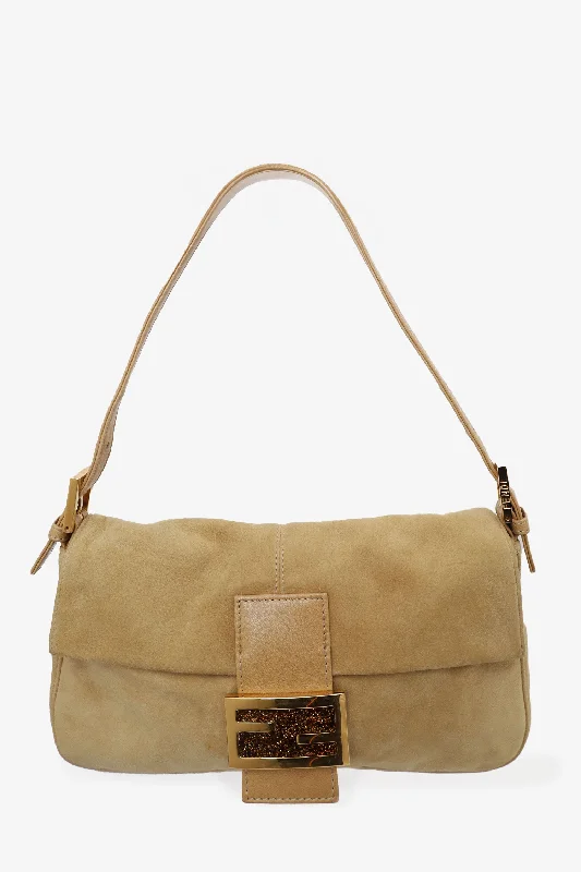 Fendi Brown Suede Baguette Shoulder Bag