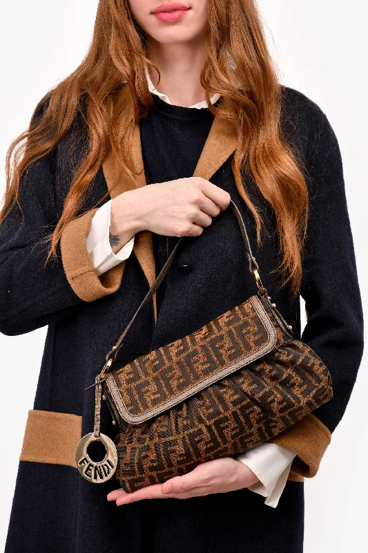 Fendi Vintage Brown Zucca Print Shoulder Bag