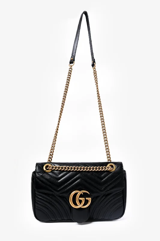 Gucci 2019 Black Leather Marmont Small Shoulder Bag