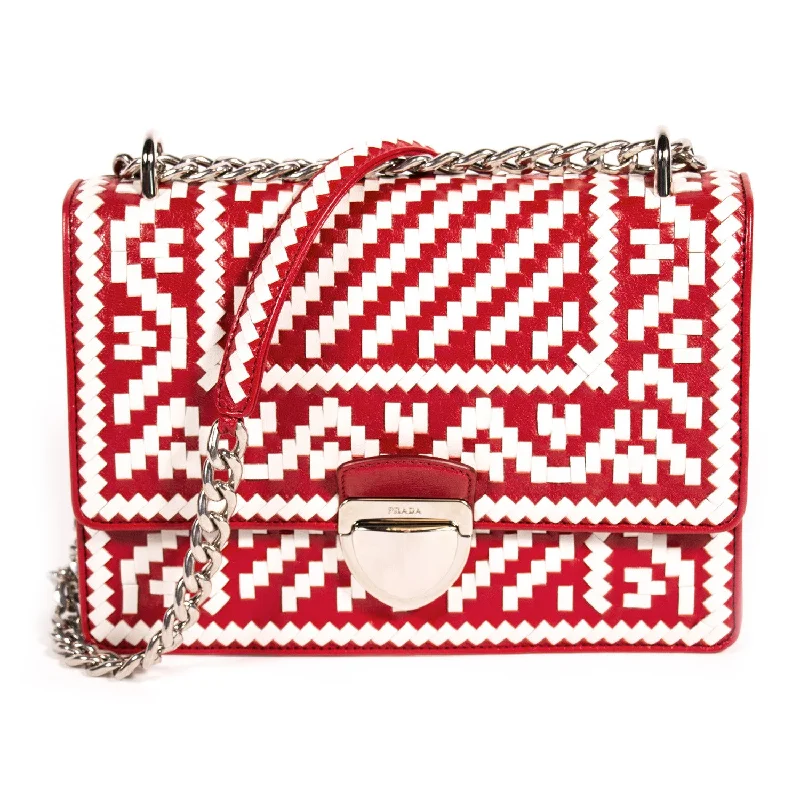 Prada Woven Madras Pattern Shoulder Bag