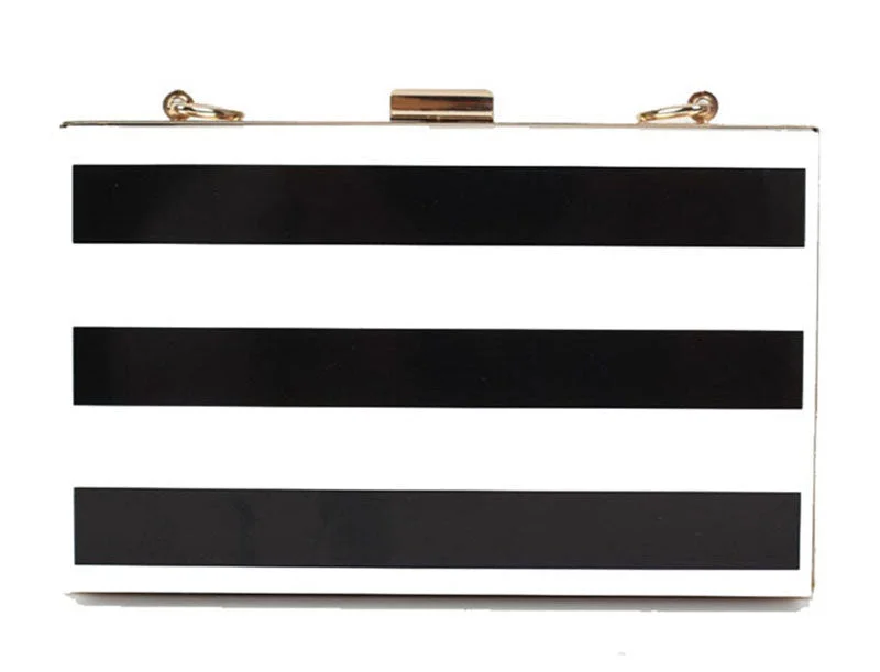 Black & White Stripe Clutch Bag