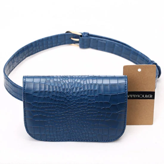 Adjustable Alligator Pattern Women Waist Pack Blue