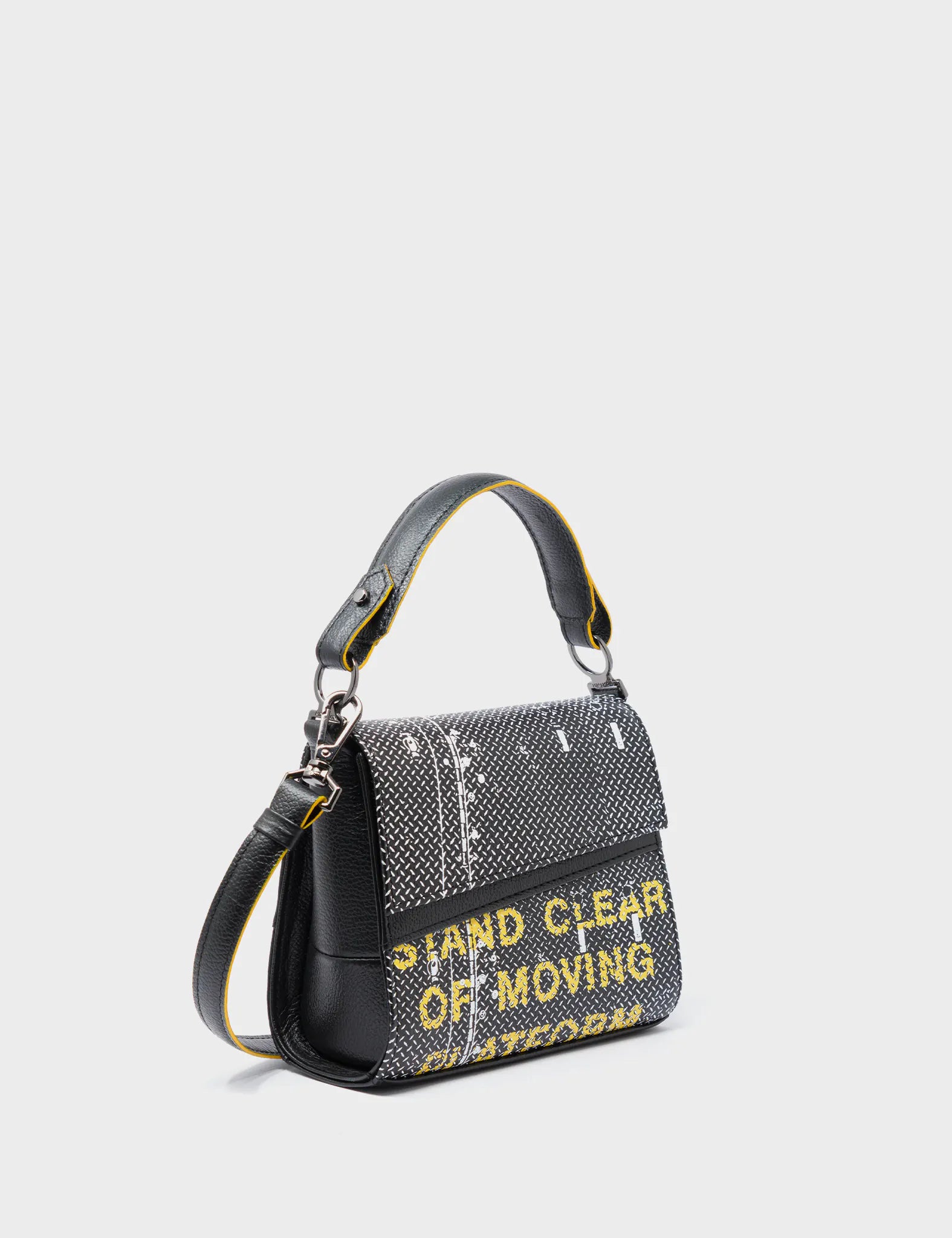 Anastasio Micro Crossbody Handbag Black Leather - Subway Platform Print