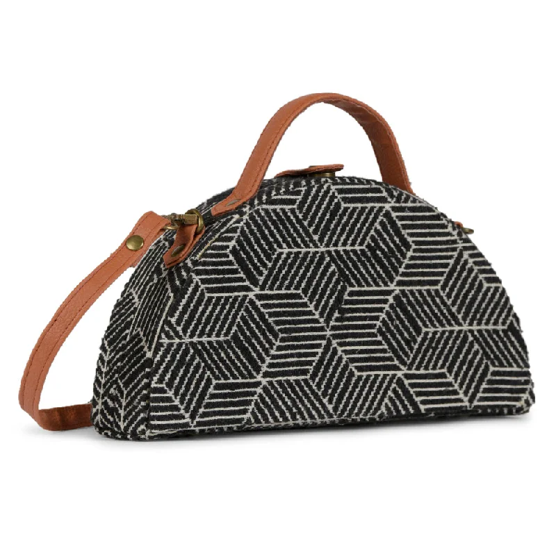 Aztec Black Semi circle designer clutch bag for women