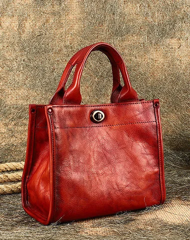 Best Red Leather Womens Small Handbag Vintage Sqaure Crossbody Purse for Ladies