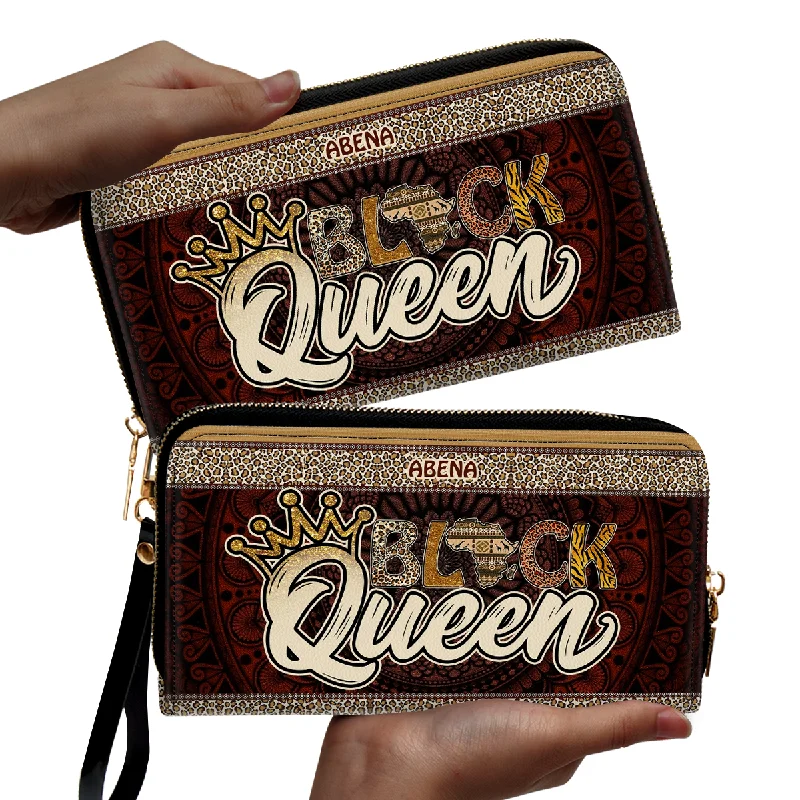 Black Queen - Personalized Leather Clutch Purse