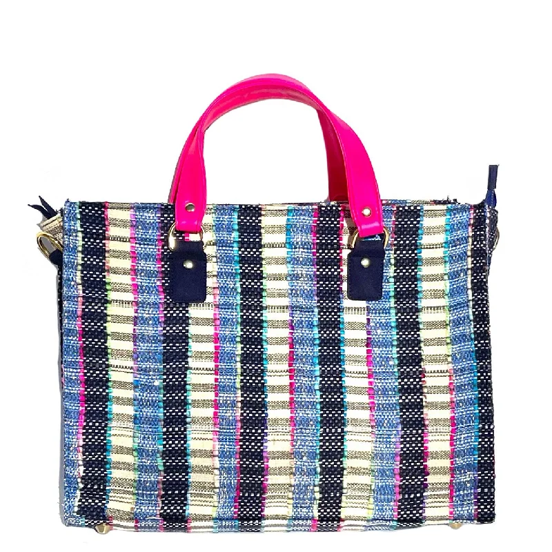 Blue Tweed Tote