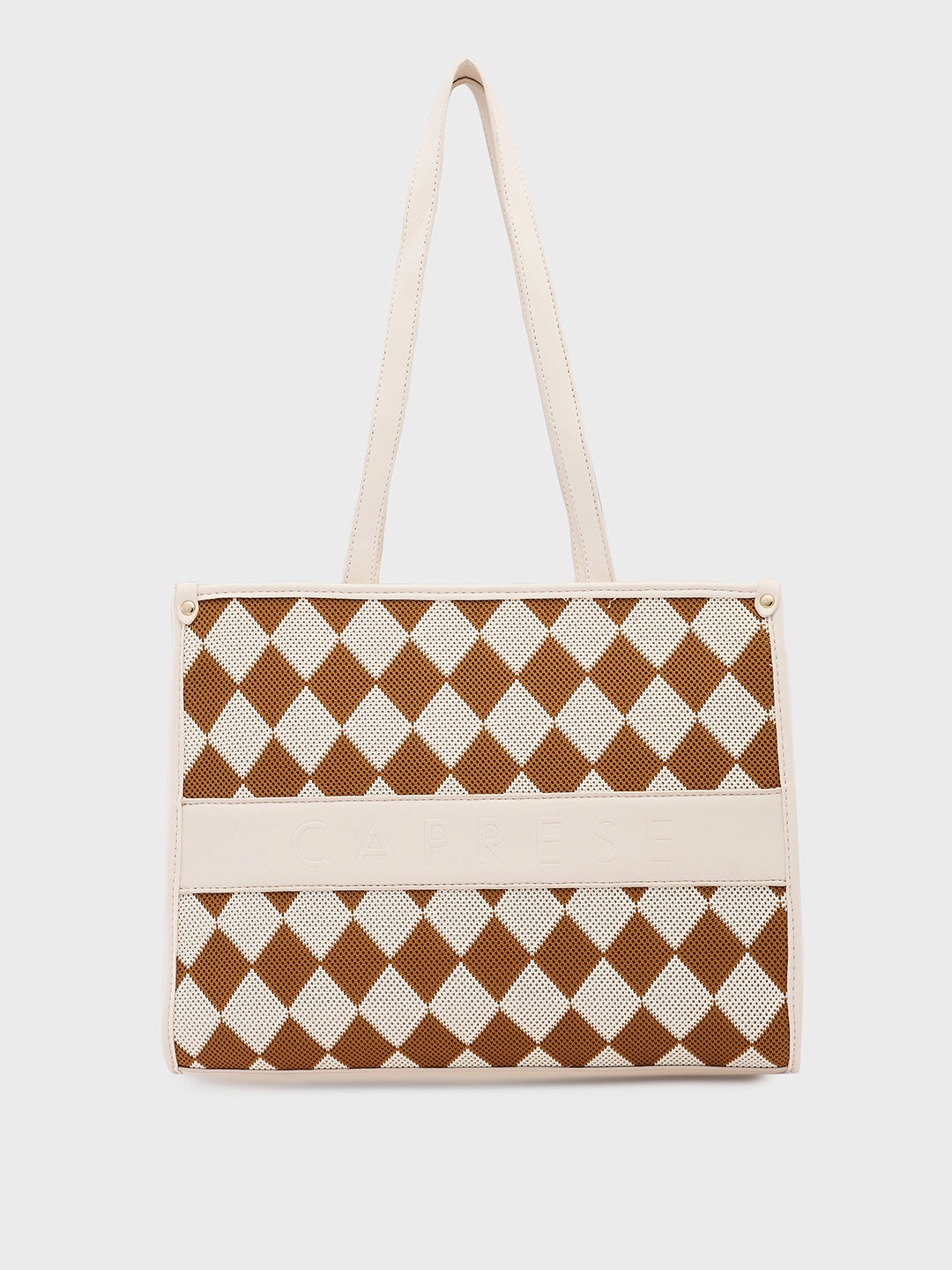 Caprese Checker Tote Medium Cream