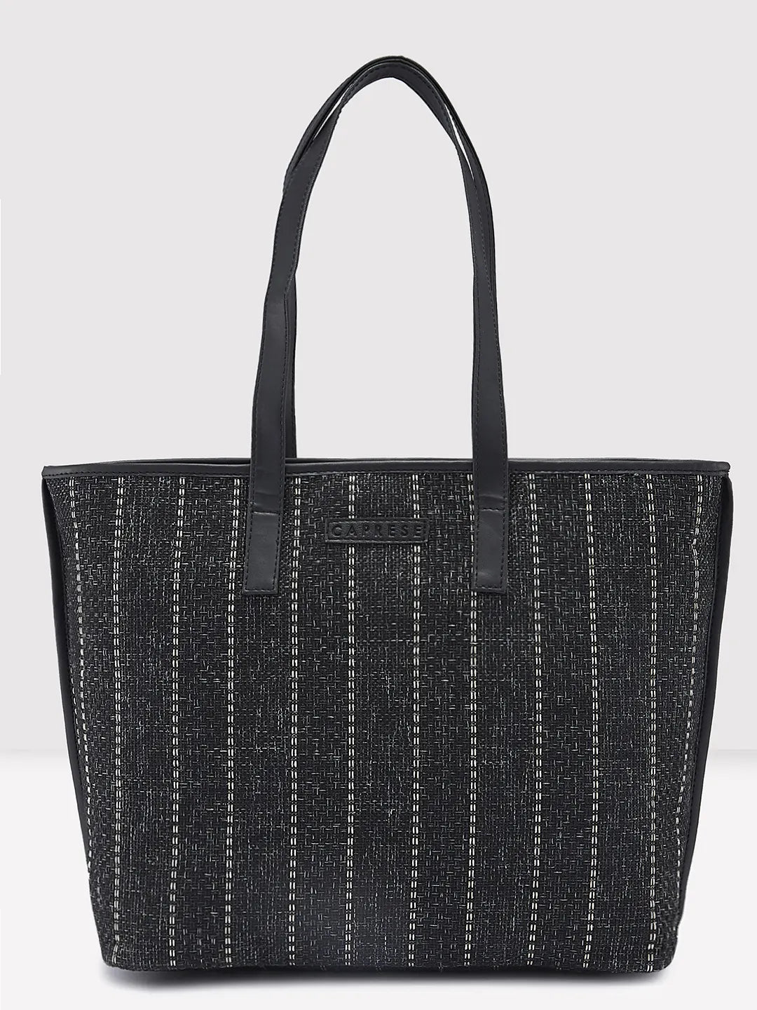 Caprese Evana Tote Medium Striped Women'S Handbag Black