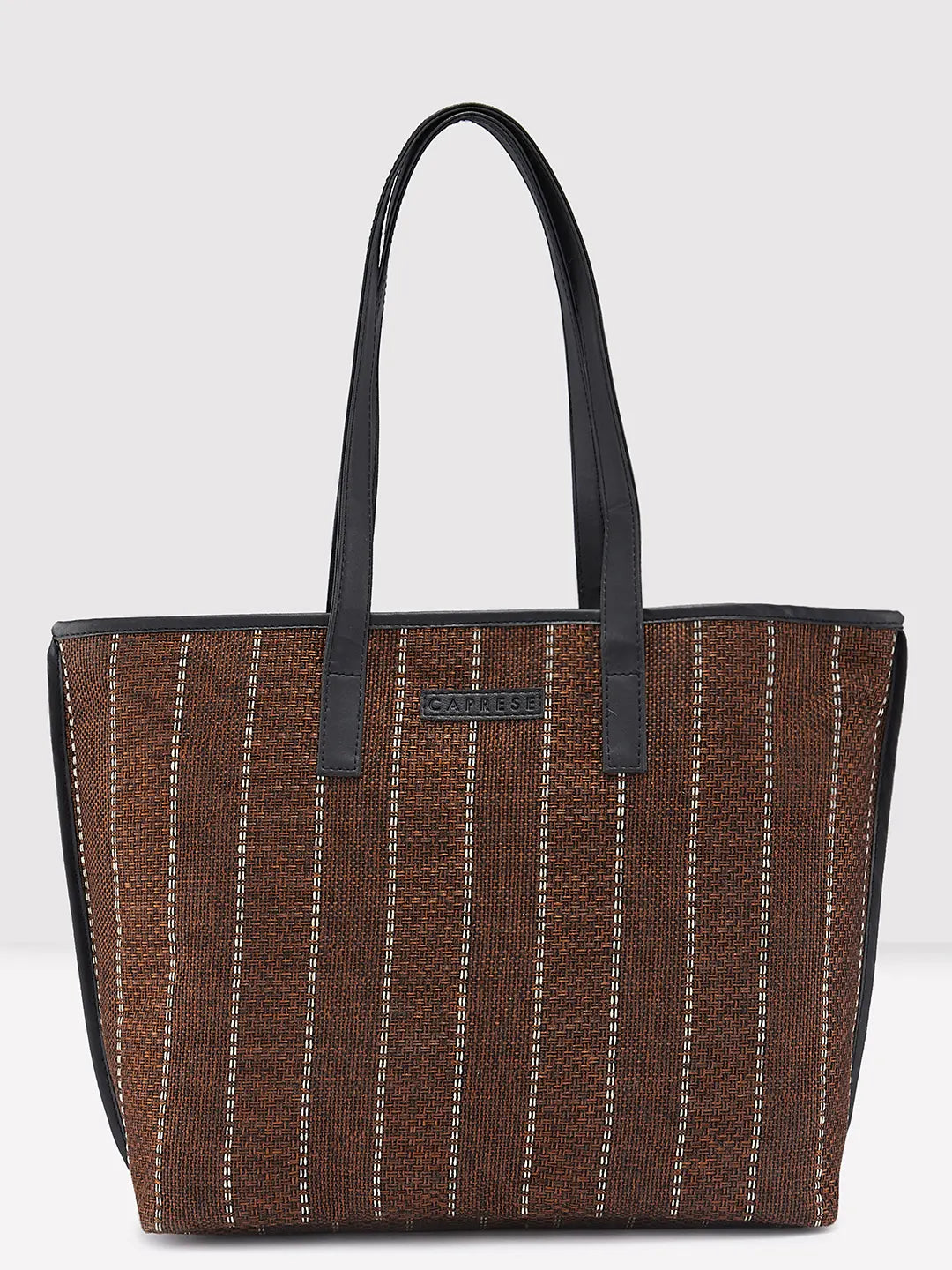 Caprese Evana Tote Medium Striped Women'S Handbag Rust