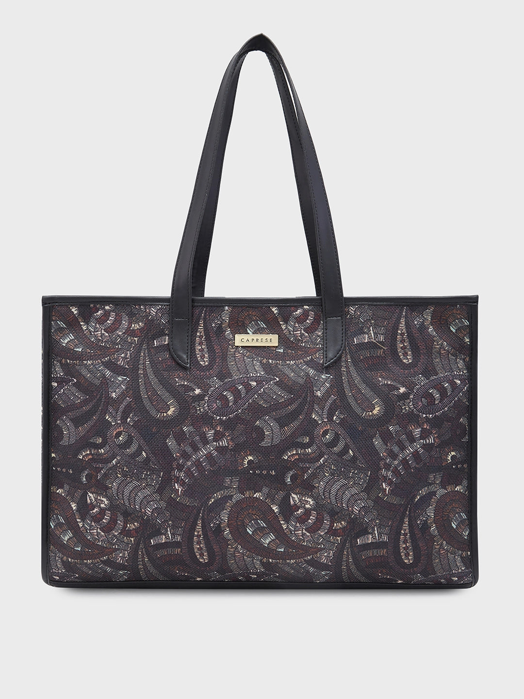 Caprese Kaya Tote Large Printed Womens Handbag Black