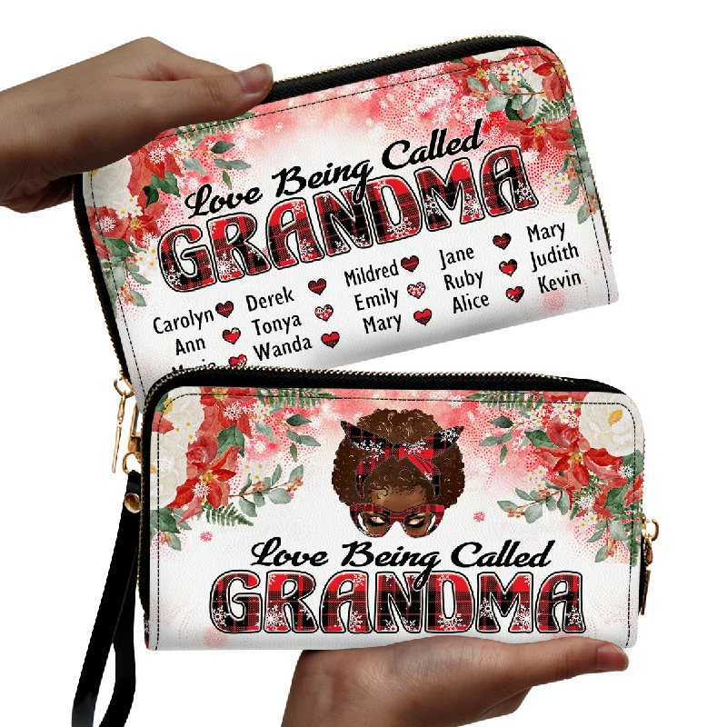 Love Being Called Grandma - Personalized Leather Clutch Purse SBCPLM2132T