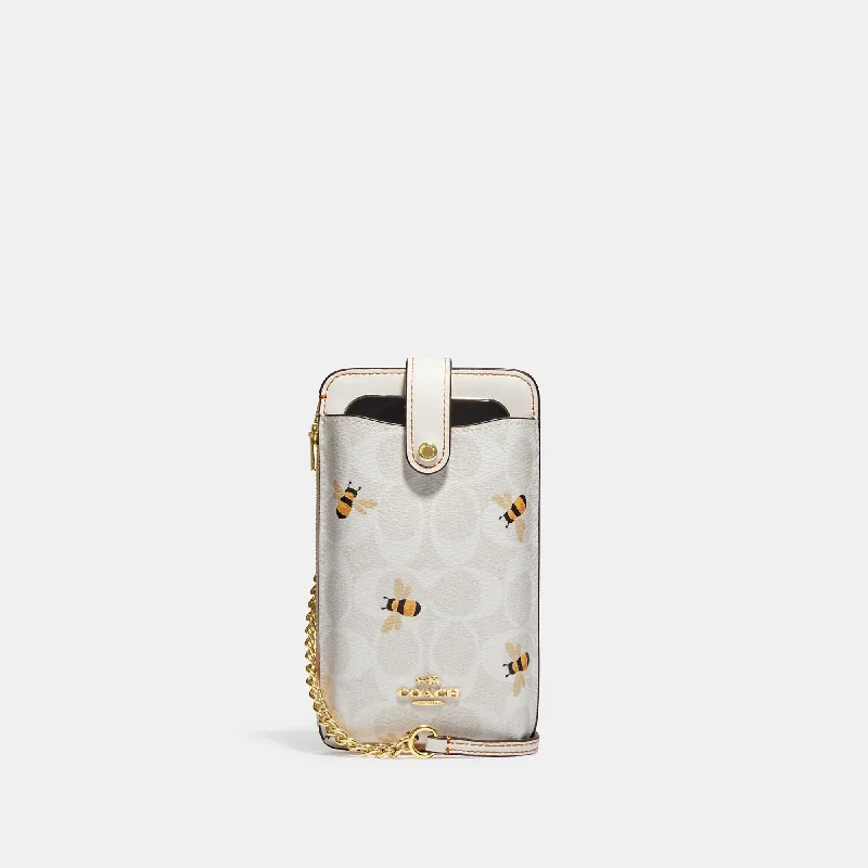 Coach Outlet Phone Crossbody In Signature Canvas With Bee Print