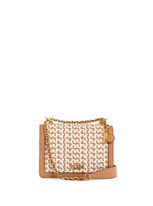 Cognac White Abey Crossbody Bag