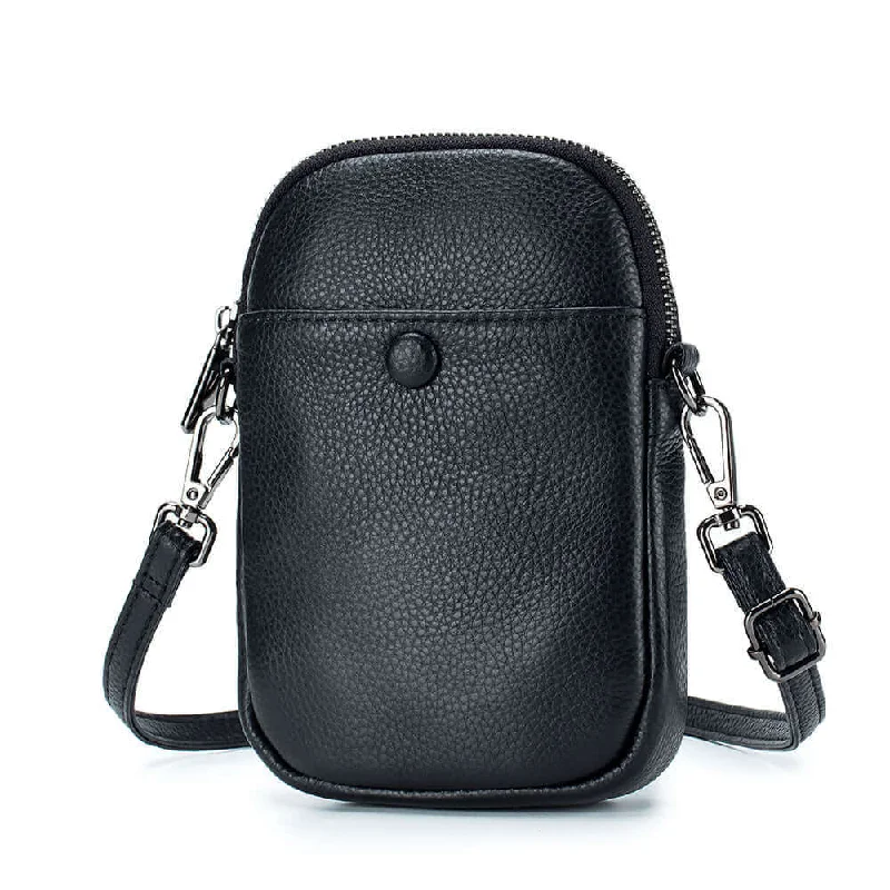 Mini Leather Phone Shoulder Crossbody Bag with Decorative Buckle