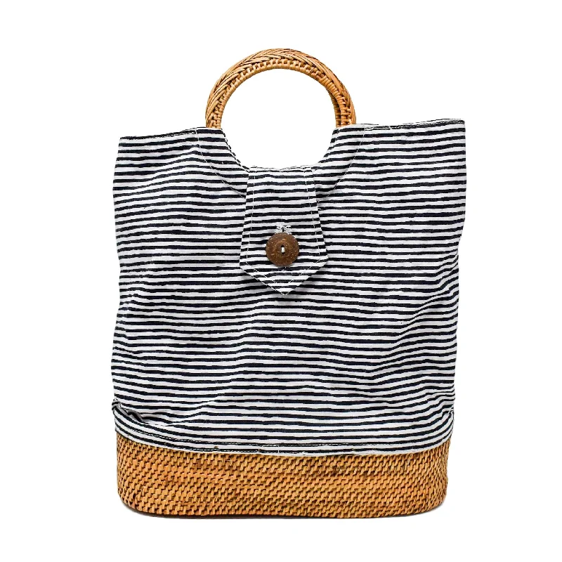 EMILY TOTE IN NAVY NANTUCKET STRIPE