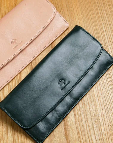 Leather Cute Womens Long Slim Wallet Bifold Long Wallet Clutch For Women