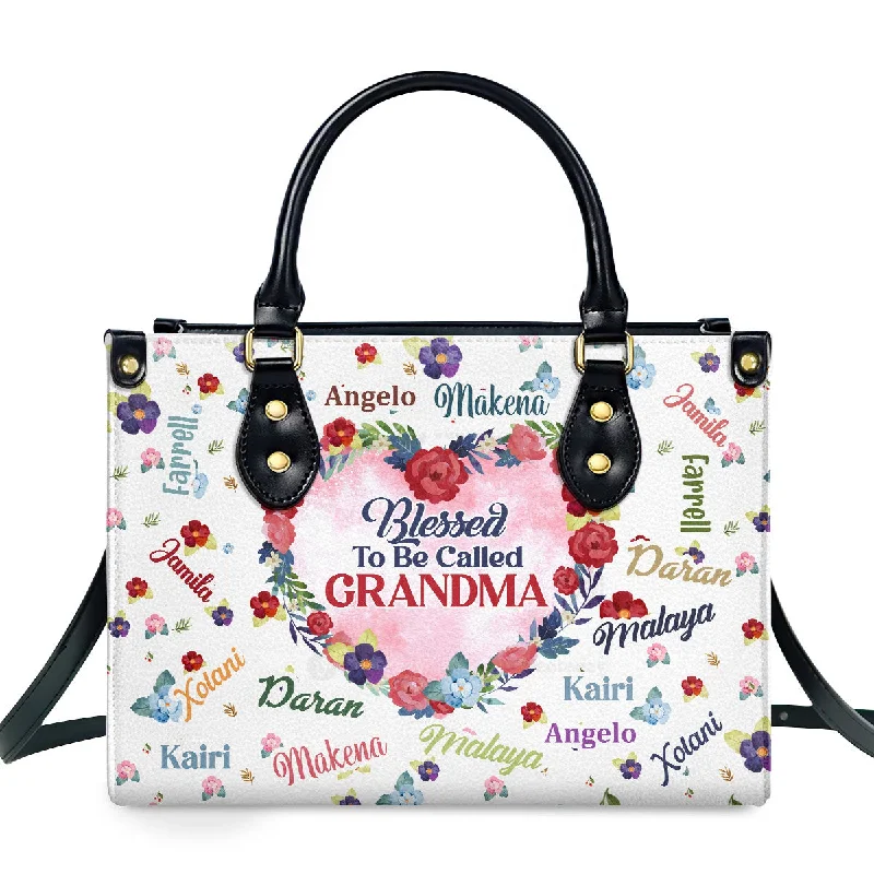 Grandma Flower - Personalized Leather Handbag SBLHBLM1991L