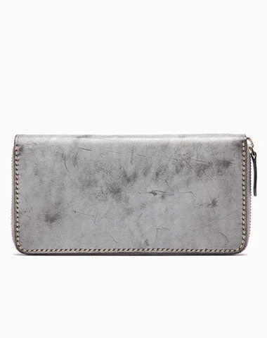 Gray Pink Womens Leather Zipper Long Wallet Phone Long Clutch Wallet for Women