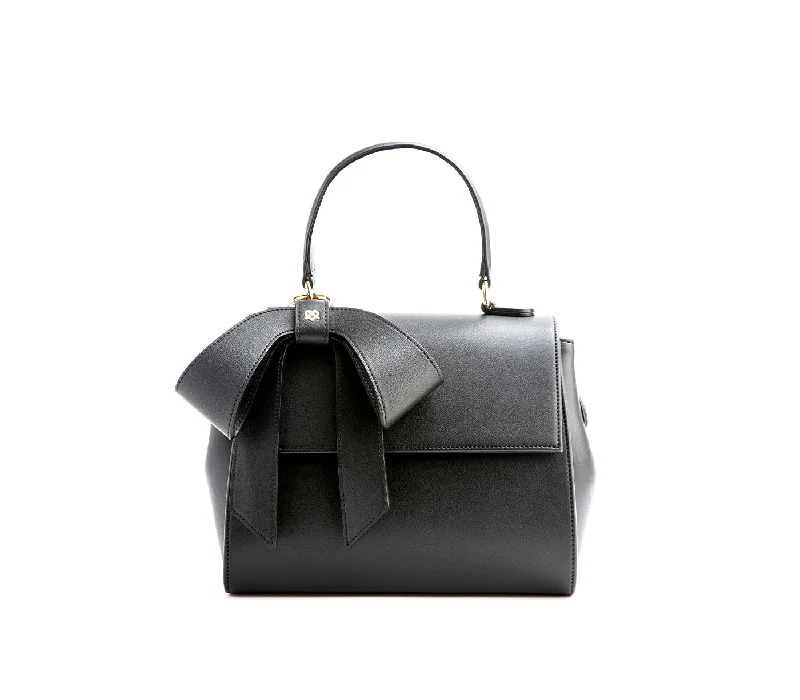 Gunas New York Cottontail Black Vegan Leather Satchel Bag