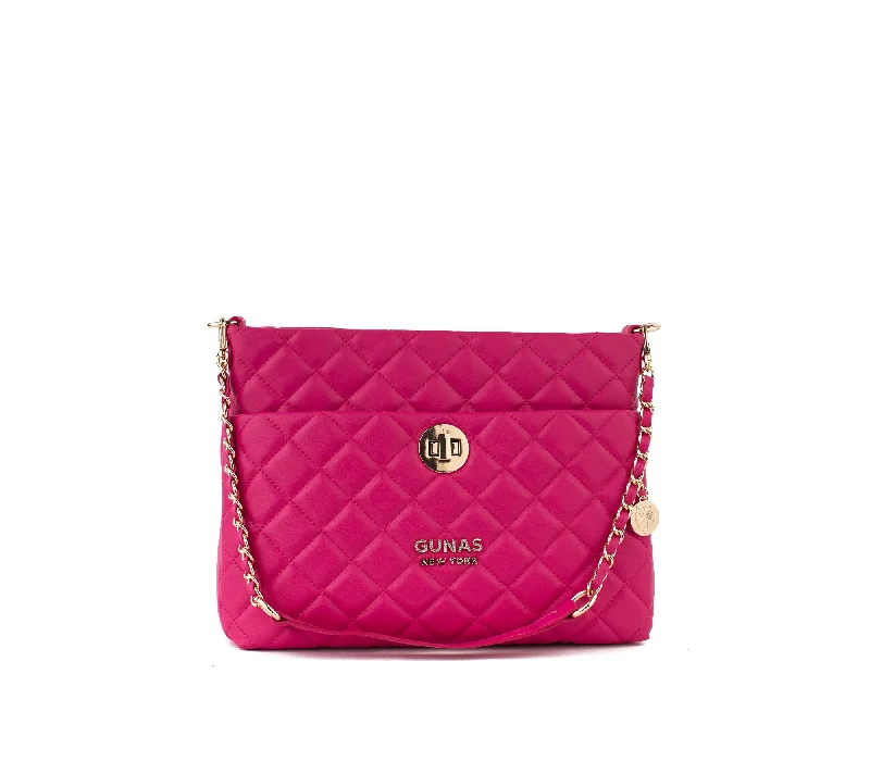 Gunas New York Koi Pink Quilted Vegan Leather Shoulder Bag Purse