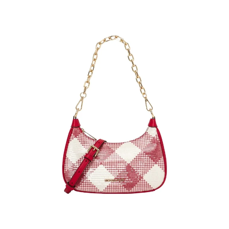 Michael Kors CORA Gingham Shoulder Bag Red