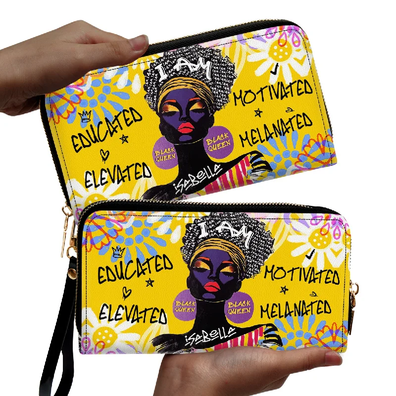 I Am Melanated - Personalized Leather Clutch Purse