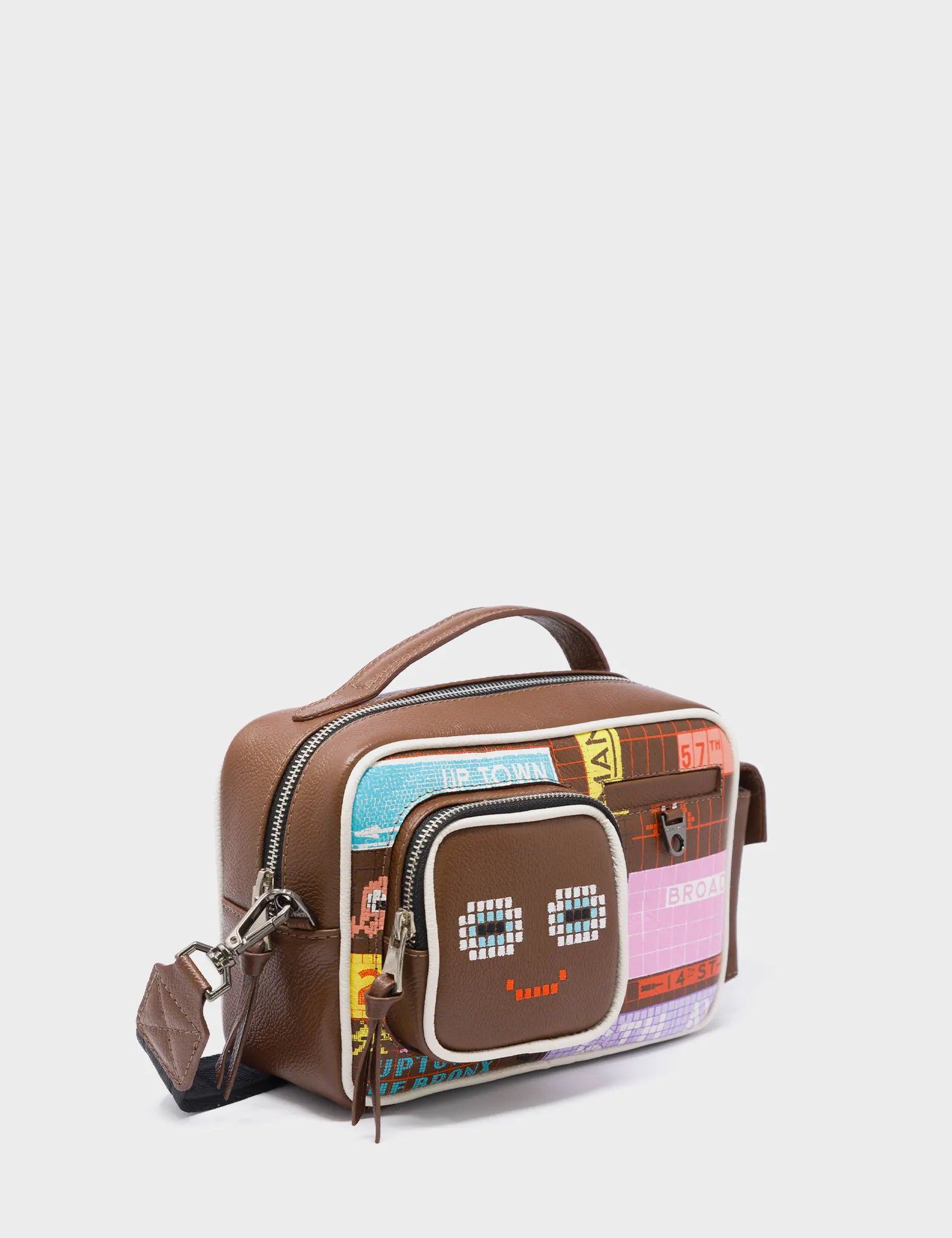 Ilan Medium Emperor Brown Crossbody Bag - Subway Stories Print