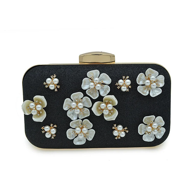 Floral Beaded Design Clutch Bag