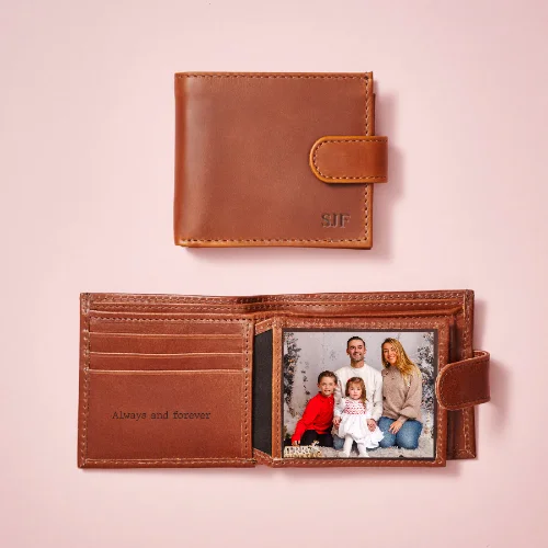 Personalised Leather Tri Fold Wallet with RFID