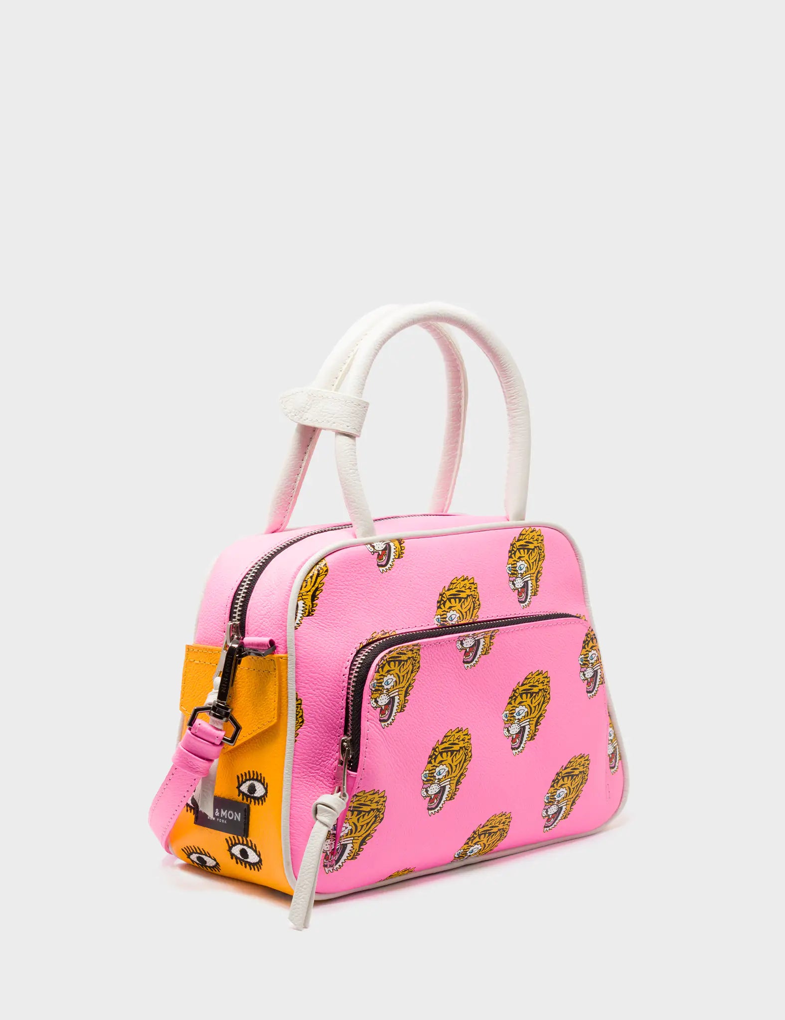 Marino Medium Crossbody Bubblegum Pink Leather Bag - Blazing Tiger Design