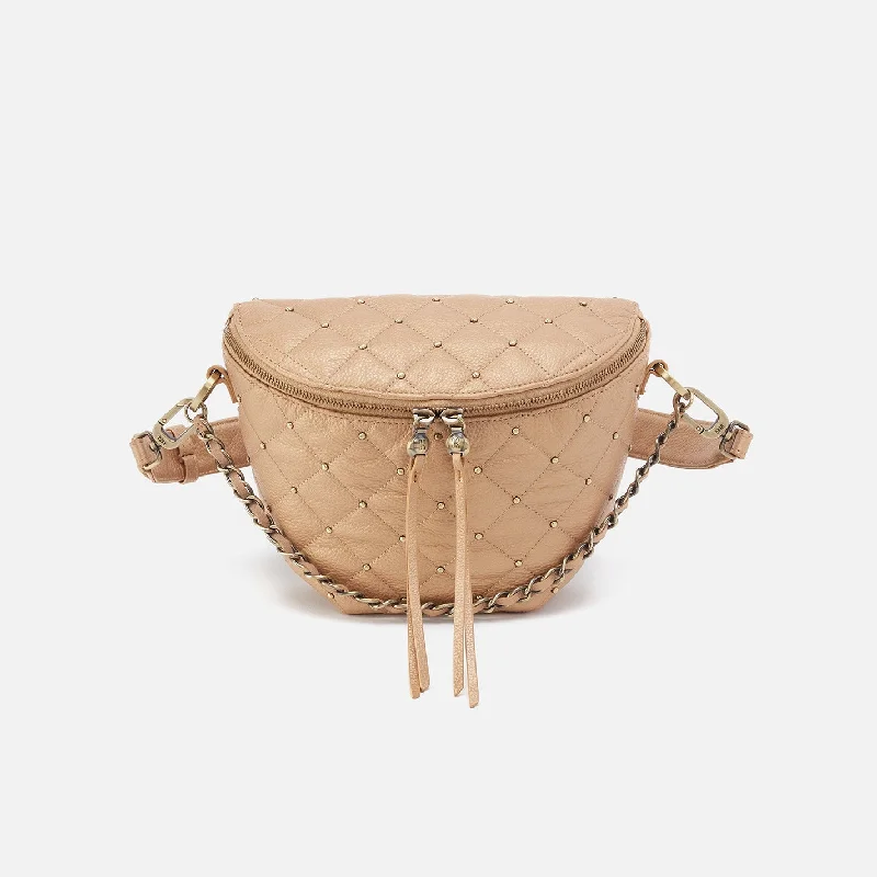 Miri Belt Bag In Pebbled Metallic Leather - Dusty Gold