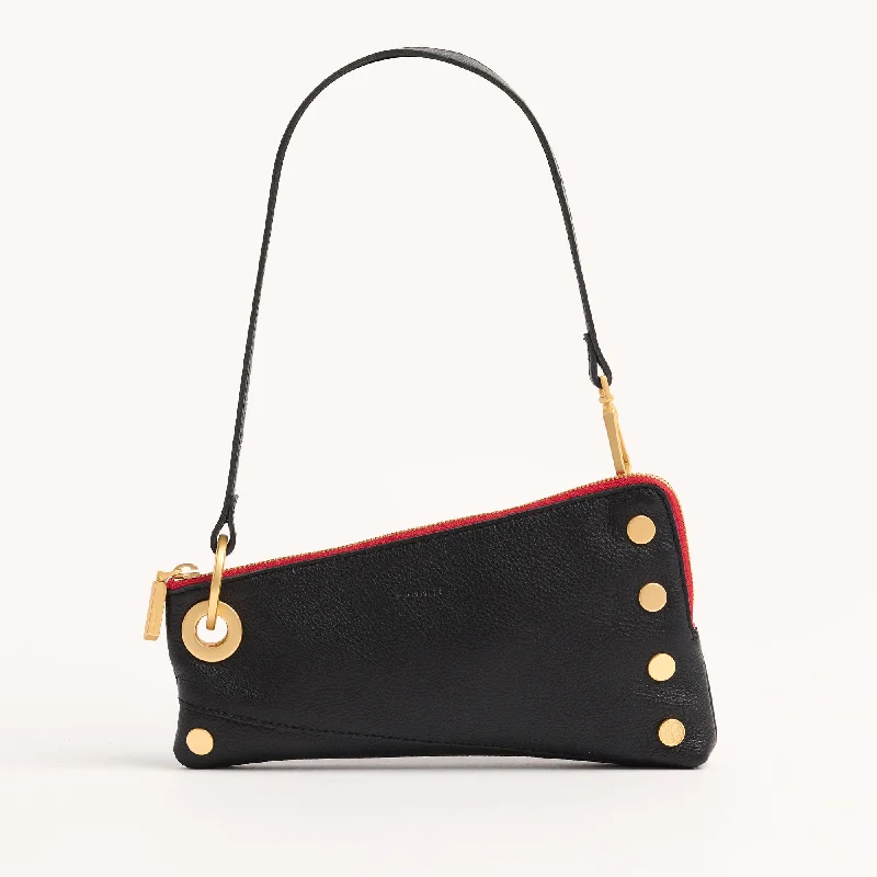 Nash Pochette | Black/Brushed Gold Red Zip