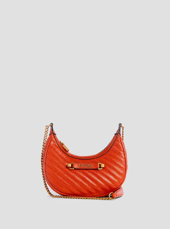 Orange Sela Mini Crossbody Hobo Bag