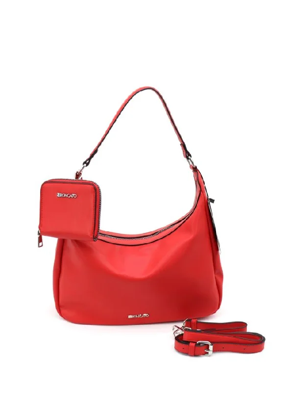 R Roncato Leather Bag with a Mini Pouch and Shoulder Strap