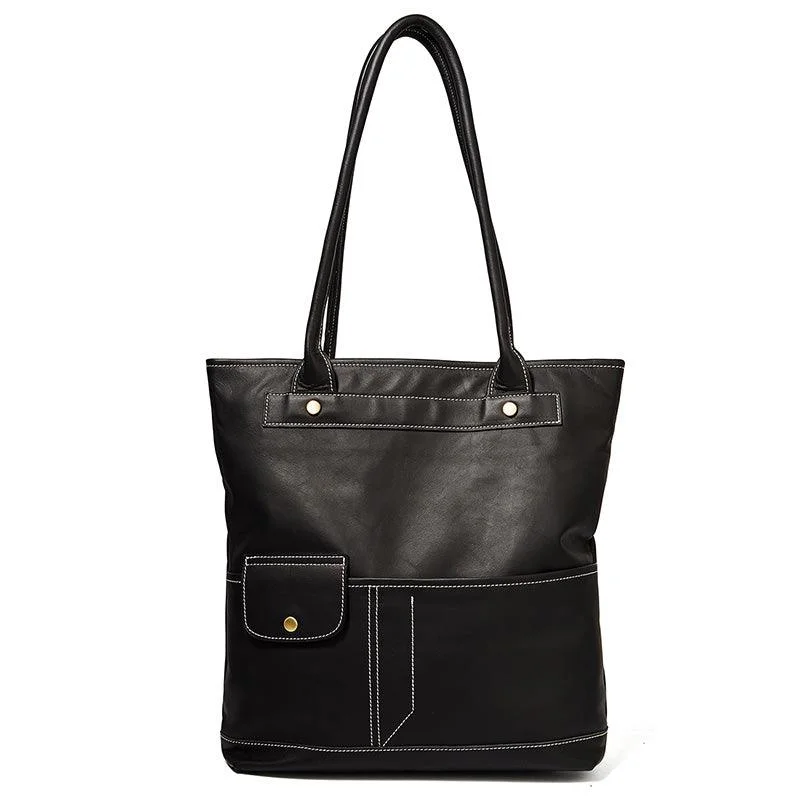 Real Leather Black Tote