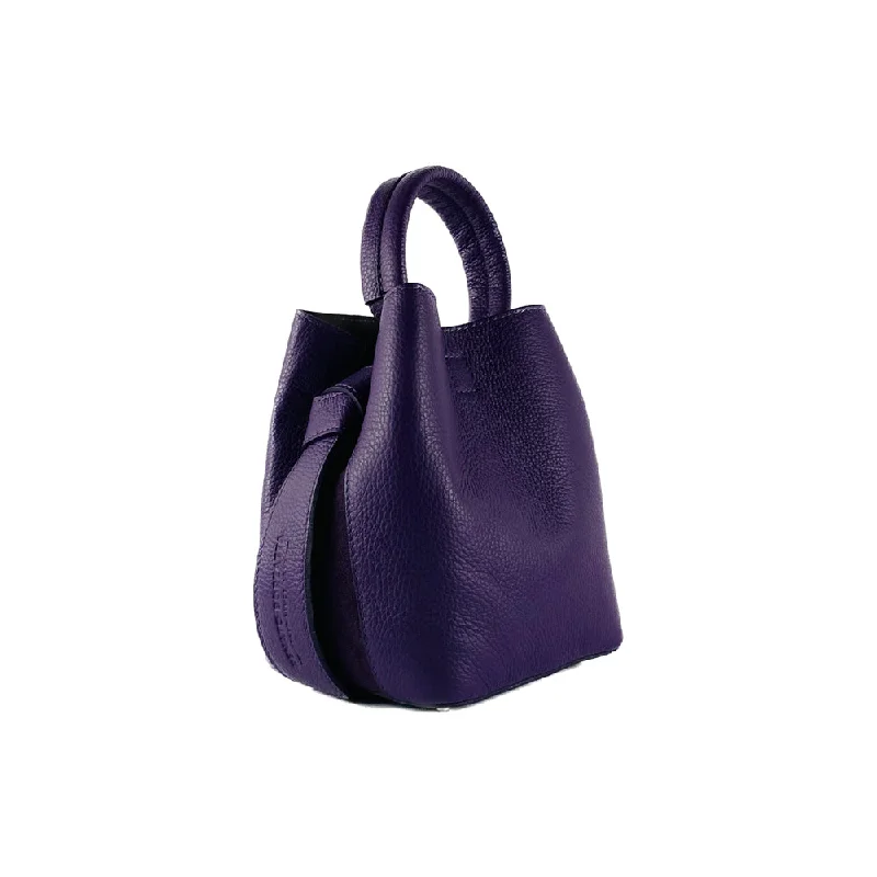 Renato Borzatta Leather Bucket Shoulder Bag with Clutch Purple