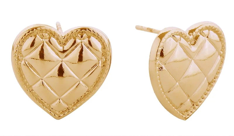 SJE310998 14K Dipped Quilted Heart Post Earrings