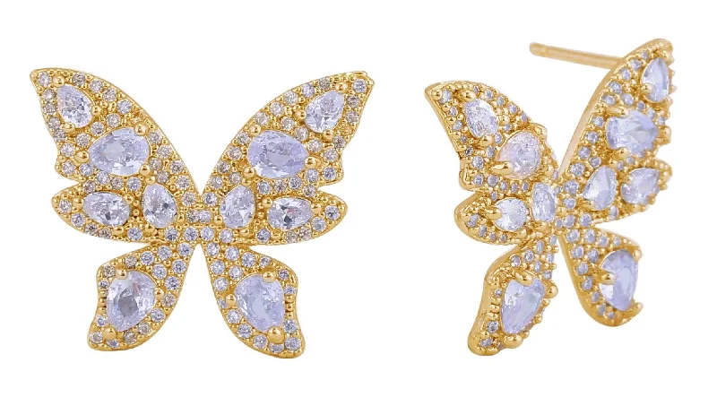 SJE311031 14K Dipped Butterfly CZ Post Earrings