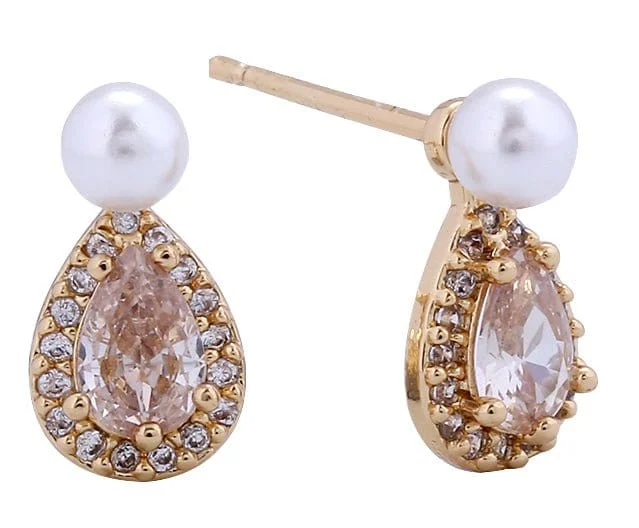 SJE311107 14K Dipped Pearl Drop Cut Post Earrings