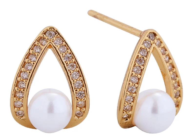 SJE311113 14K Dipped Clamped Pearl Post Earrings