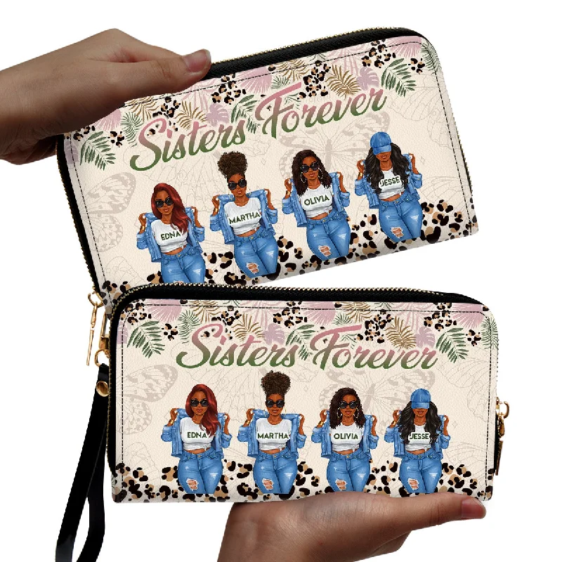 Soul Sisters - Personalized Leather Clutch Purse