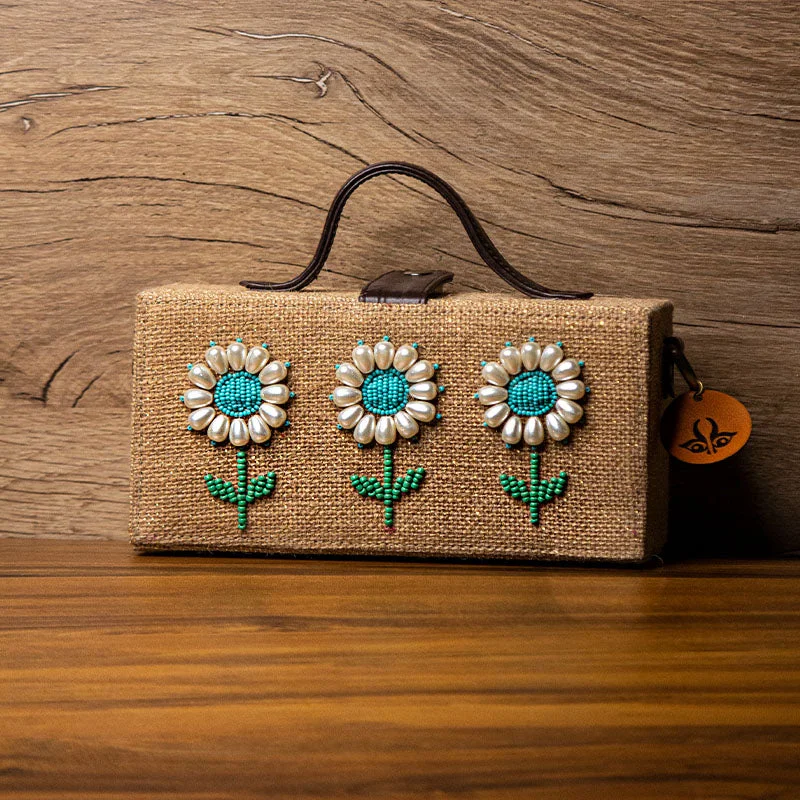 Sunflower Hand Embroidered Clutch Bag